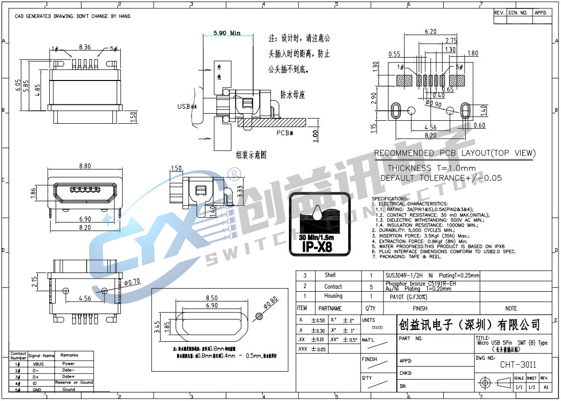 MICRO  长头前插后贴 CHT-3011(图1)